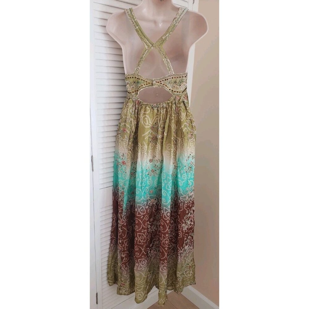 NEW FREE PEOPLE INTO THE NIGHT EMBROIDERED SEQUIN MAXI DRESS LARGE - Picture 6 of 14